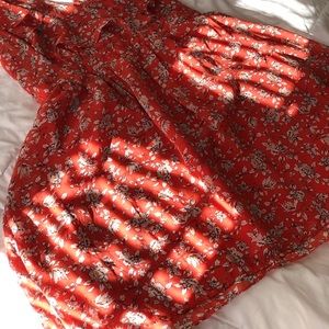 Floral sundress with ruffled collar